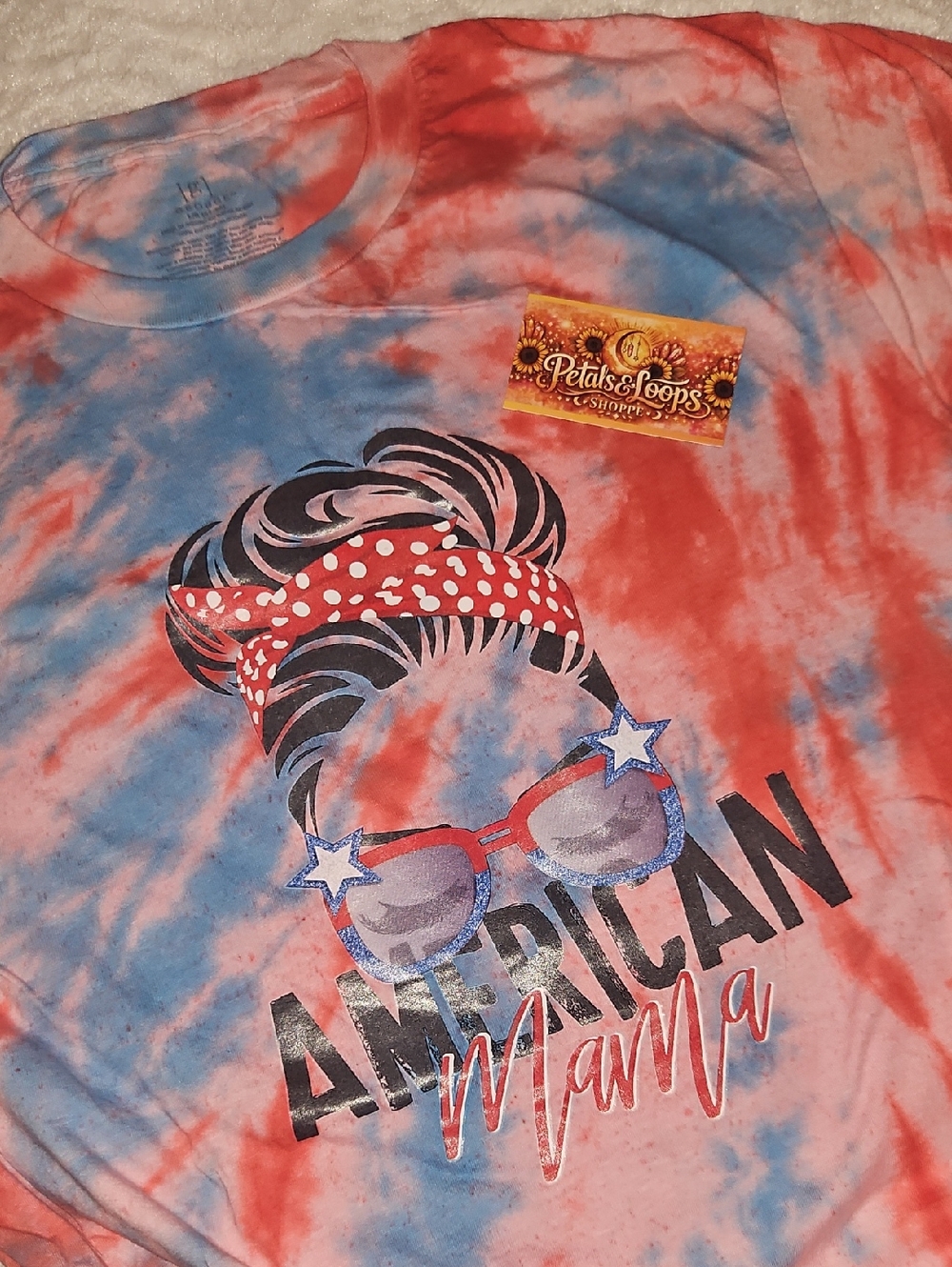 George Red & Blue Tie-Dye "American Mama" Graphic Tee